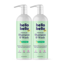 Two Hello Bello baby premium shampoo & wash pump bottles, Sweet Pear scent
