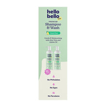Baby shampoo & wash box with Sweet Pear scent, aloe vera and jojoba oil claim