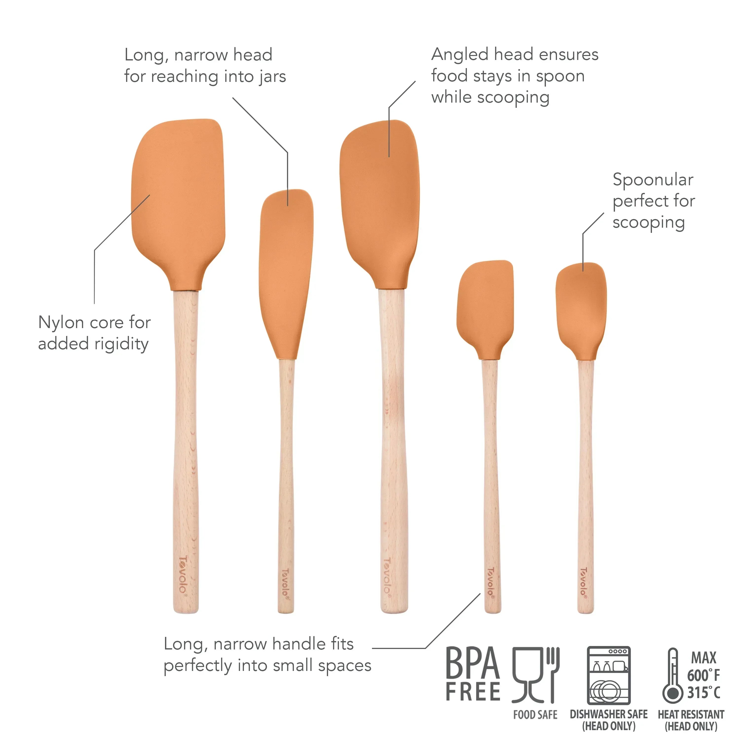 Tovolo Flex-Core Spatula Wood Handled Set (Set of 5)