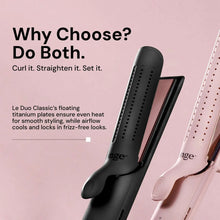 Black 360 airflow hair straightener and curler with floating titanium plates