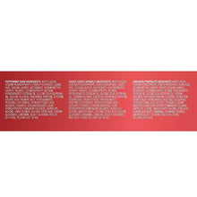 Body wash 3-pack ingredients panel showing pepper mint, sugar cookie, cinnamon pumpkin pie