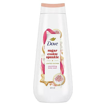 Sugar cookie sprinkle body wash bottle with Dove logo and rose cap