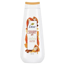 Cinnamon pumpkin pie body wash bottle with Dove logo and tan cap