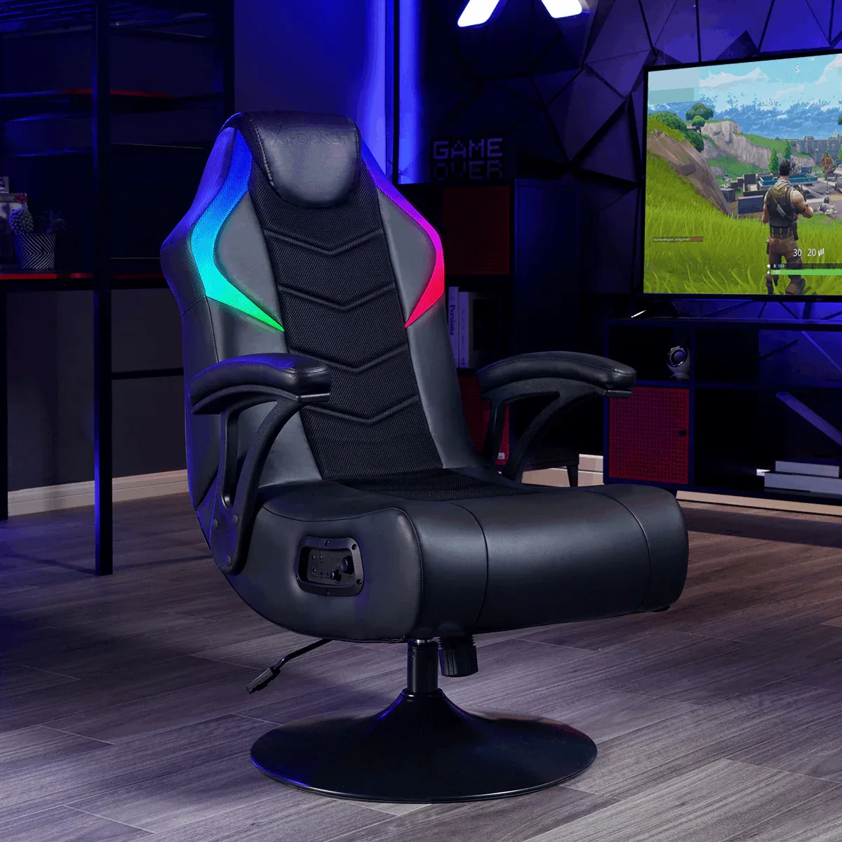 X Rocker Nemesis RGB Pedestal Gaming Chair, Black - USA MEGA SHOP