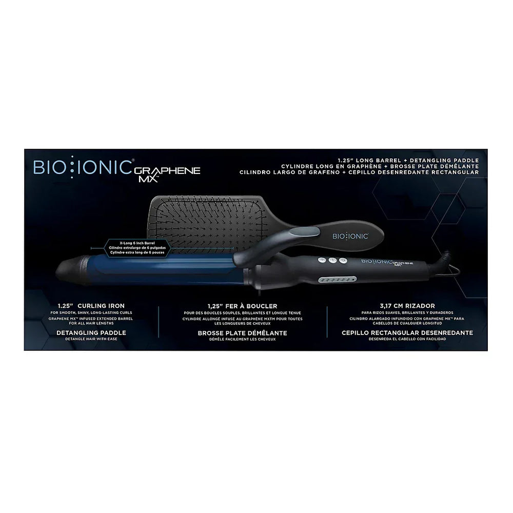 Bio Ionic Graphene MX Long Barrel Curling Iron 1.25" with Brush - USA MEGA SHOP