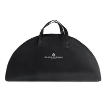 Black Sierra foldable camping table carry bag with twin handles and logo patch
