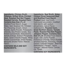 Pitmaster soup variety pack ingredients panel listing chicken broth and beef broth