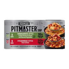 Pitmaster soup variety pack box with grilled chicken and steakhouse bean artwork