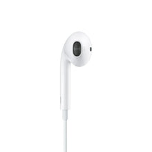 White wired in-ear earbuds with microphone grille and cable