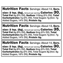 Nutrition facts panel for finishing sugar variety pack