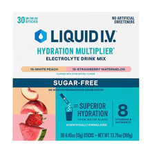 Liquid I.V. Hydration Multiplier Sugar-Free Variety Pack, White Peach and Strawberry Watermelon, 30 ct.