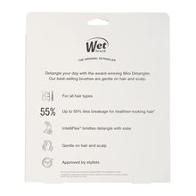 Mini detangler brush trio back card with detangling benefits icons