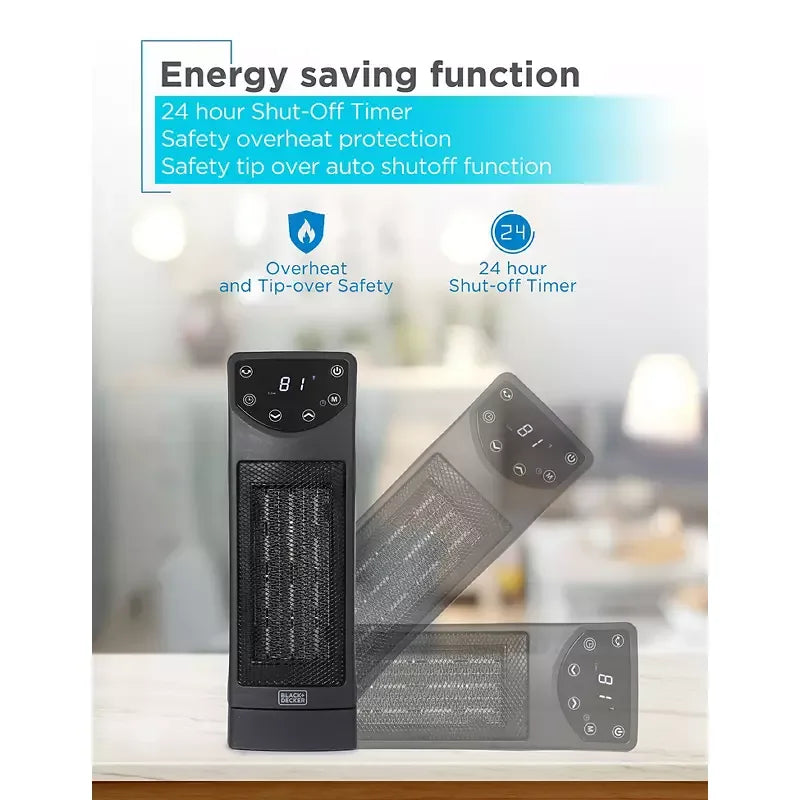 BLACK+DECKER Oscillating Ceramic Desktop Heater with Remote, 1500W Space Heater and Fan Combo - USA MEGA SHOP