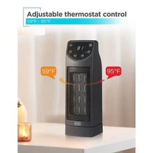 Ceramic desktop heater with thermostat control area and LED display, black