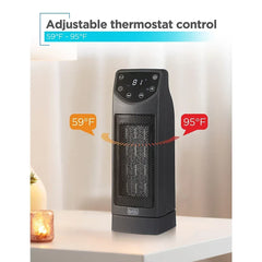 BLACK+DECKER Oscillating Ceramic Desktop Heater with Remote, 1500W Space Heater and Fan Combo