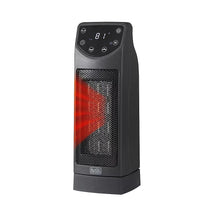 Ceramic desktop heater with digital control panel and front grille, black finish