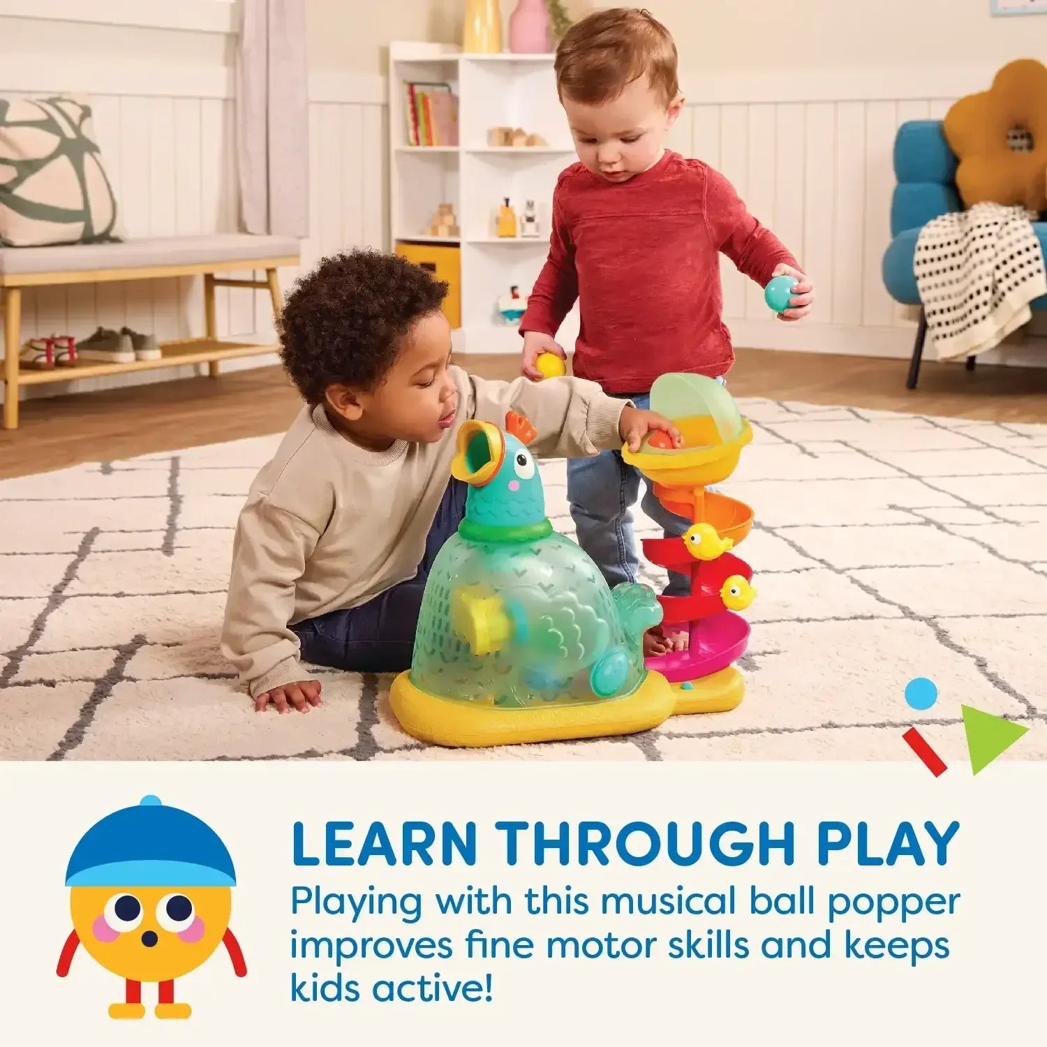 Battat Pop-a-Doodle-Doo Chicken Ball Popper with Music Lights, Learning Toy for Baby and Toddler - USA MEGA SHOP