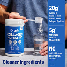 Orgain Grass-Fed Collagen and Micronized Creatine Monohydrate Powder, Unflavored, Canister, 1.95 lbs.