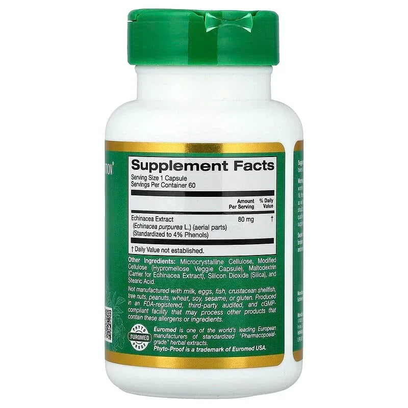 California Gold Nutrition, EuroHerbs™, Echinacea Herb Extract, Euromed Quality, 80 mg