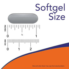 Softgel on measurement ruler, oval gray capsule