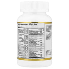 California Gold Nutrition Active Men’s Multivitamin bottle, back Supplement Facts panel.