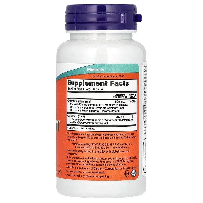 NOW Foods, Tri-Chromium, 500 mcg, Veg Capsules