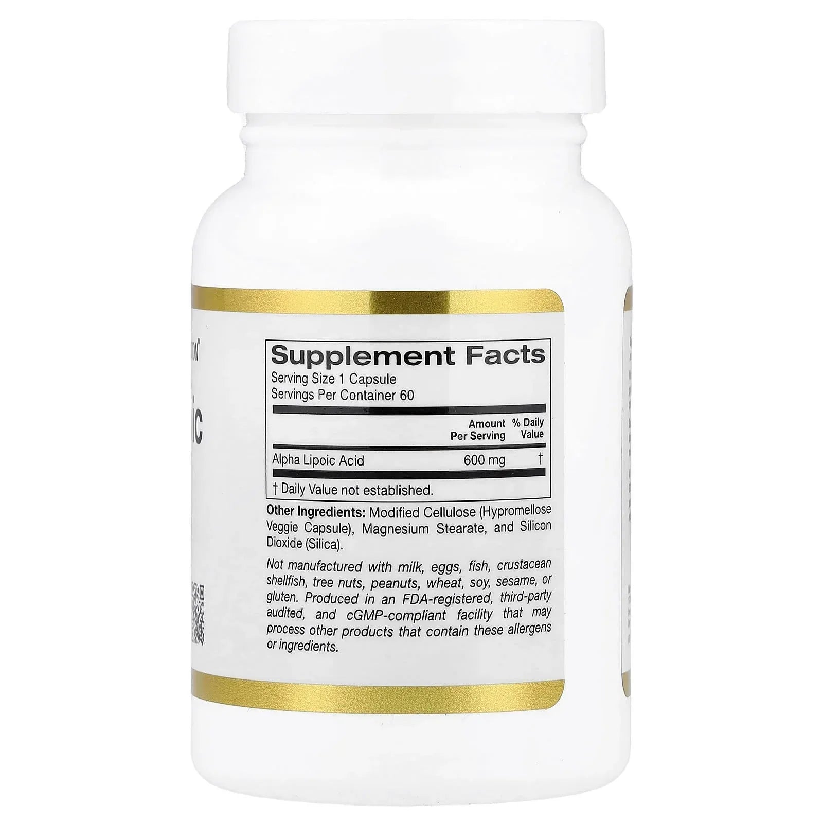 California Gold Nutrition, Alpha Lipoic Acid, 600 mg, 120 Veggie Capsules
