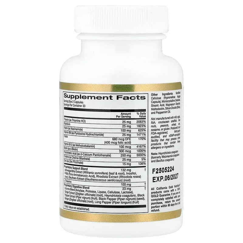 Stress Support with L-Theanine, Ashwagandha, Botanical Blend, and Enzymes, 60 Veggie Capsules - USA MEGA SHOP