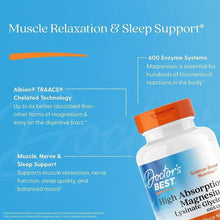 Magnesium supplement bottle with orange cap and blue label for muscle relaxation and sleep support