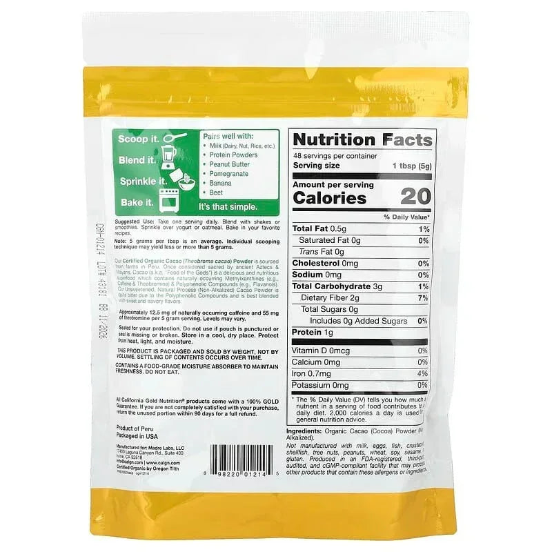 California Gold Nutrition, Superfoods, Organic Powder, 4 oz (114 g)
