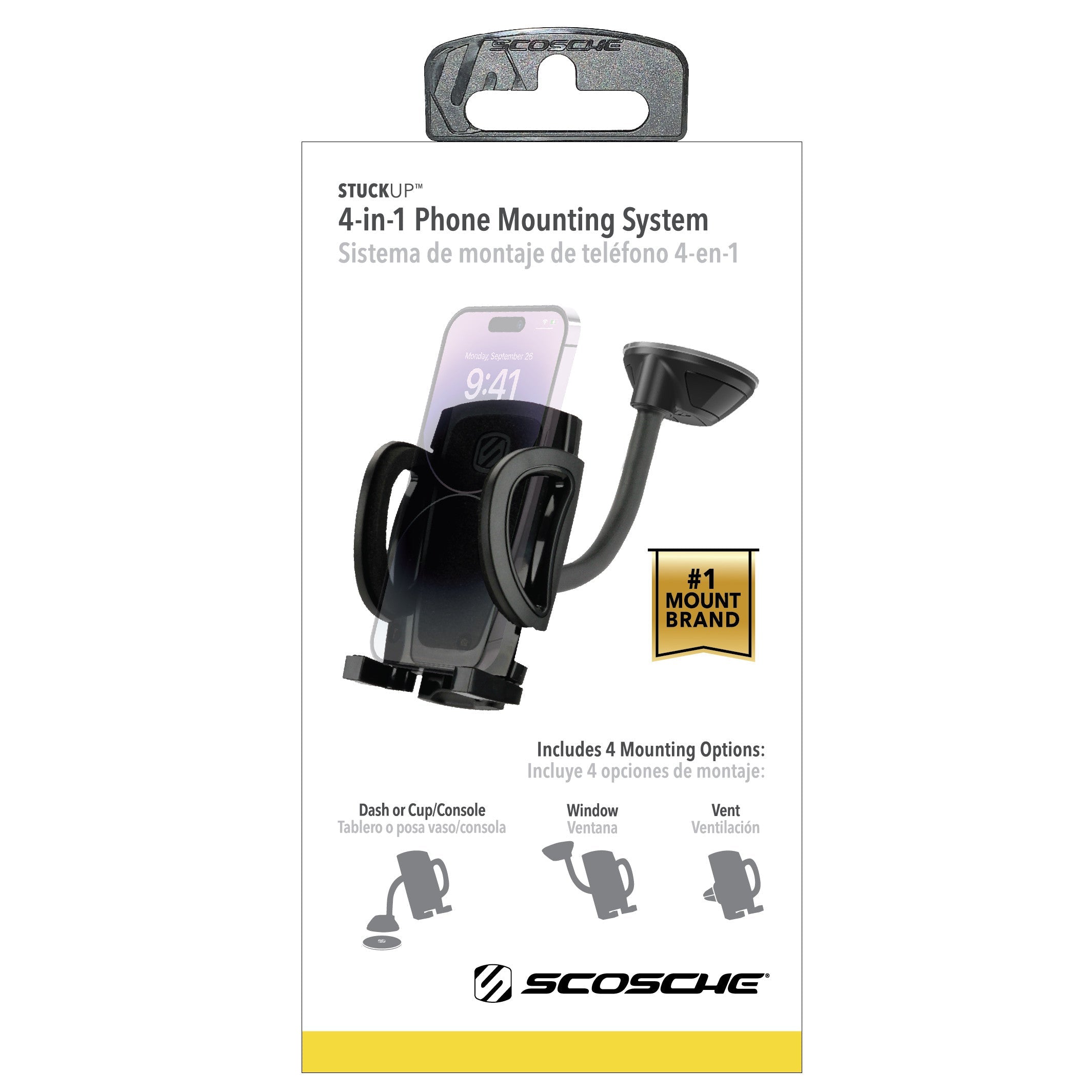Scosche IHW10-SP1 4-in-1 Stick Grip Suction Cup Vent/Dash/Windshield Mount Kit Black
