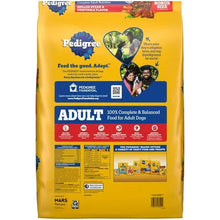 Back of adult dog food bag with nutrition information and ingredient/analysis label