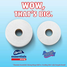 Two rolls of Charmin essentials strong toilet paper on package card