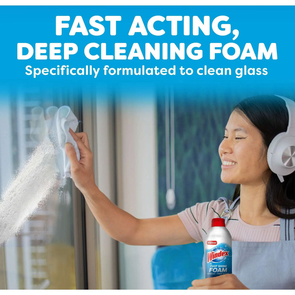 Windex Fast Shine Foam Glass Cleaner, No-Drip Aerosol Cleaning Spray, 19 oz. - USA MEGA SHOP