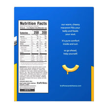 Kraft mac & cheese dinner box back with Nutrition Facts panel and ingredient list.