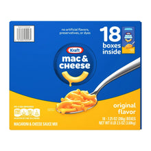 Kraft mac & cheese dinner box with 18 boxes inside label and original flavor.