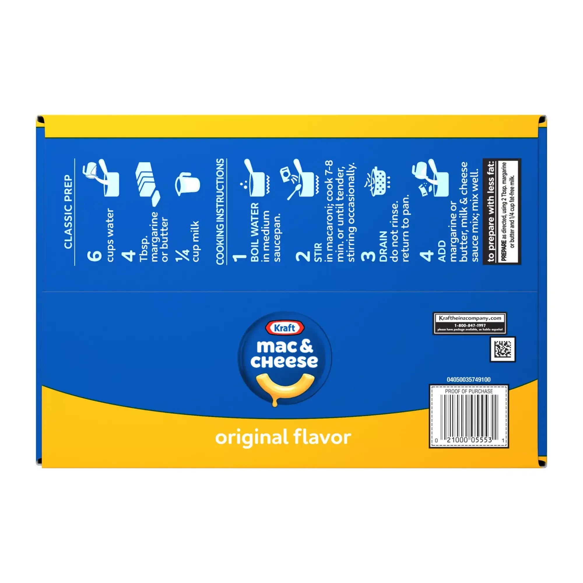 Kraft Original Mac & Cheese Macaroni and Cheese Dinner, 18 ct./7.25 oz. - USA MEGA SHOP