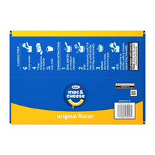 Kraft mac & cheese dinner box back with preparation icons and barcode.