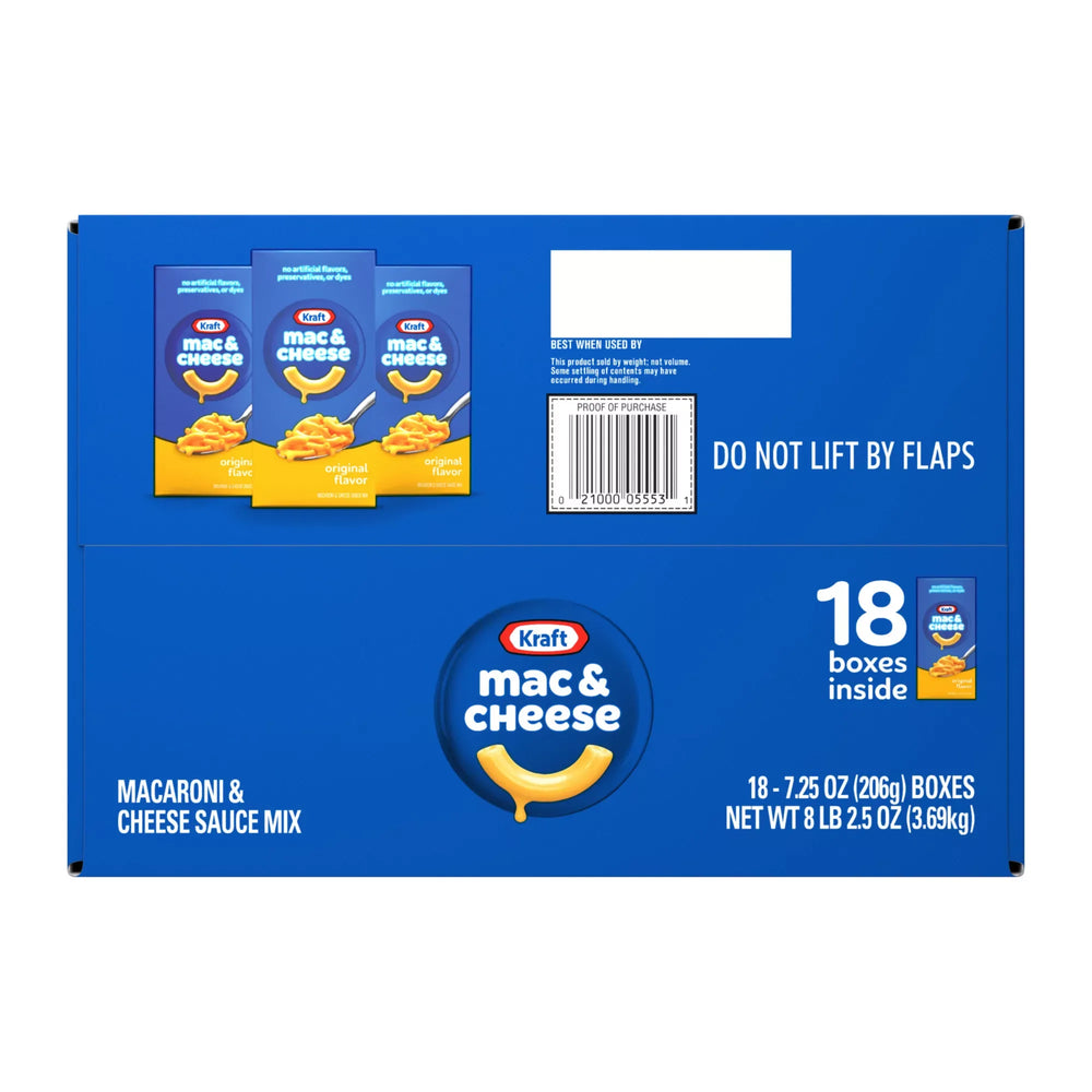 Kraft Original Mac & Cheese Macaroni and Cheese Dinner, 18 ct./7.25 oz. - USA MEGA SHOP