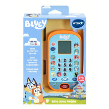 VTech Bluey ring ring phone toy box with keypad display and ages 3–6