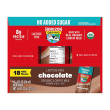 Horizon Organic Shelf Stable Lactose Free No Added Sugar Lowfat Chocolate Milk Boxes, 18 ct./8 fl. oz.
