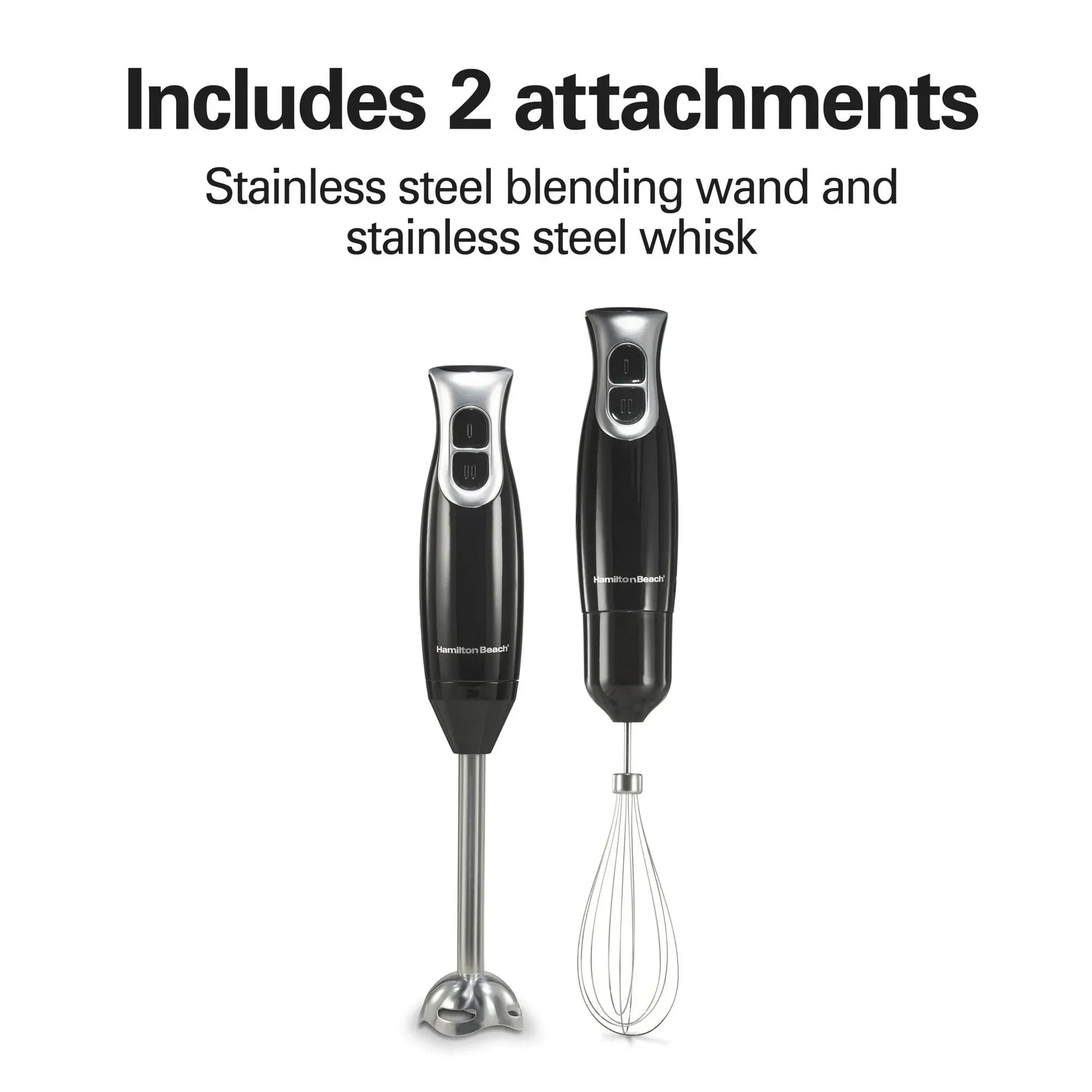 Hamilton Beach 2-Speed Immersion Hand Blender for Kitchen with Blending Wand & Whisk, Black