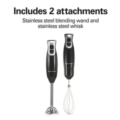 Hamilton Beach 2-Speed Immersion Hand Blender for Kitchen with Blending Wand & Whisk, Black