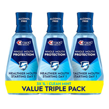 Alcohol-free mouthwash triple pack, Whole Mouth Protection, clean mint flavor, 3x1L bottles