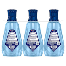 Alcohol-free Whole Mouth Protection mouthwash bottles, clean mint, triple pack back view