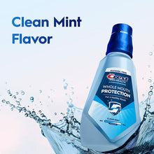 Alcohol-free Whole Mouth Protection mouthwash bottle, clean mint flavor, splash graphics