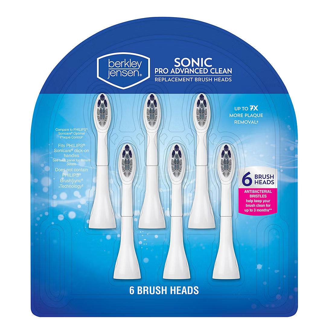 Berkley Jensen Sonic Pro Advanced Clean Replacement Toothbrush Set, 6 ct.