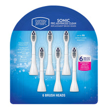 Replacement sonic toothbrush heads set, 6-count, white brush heads in blue package