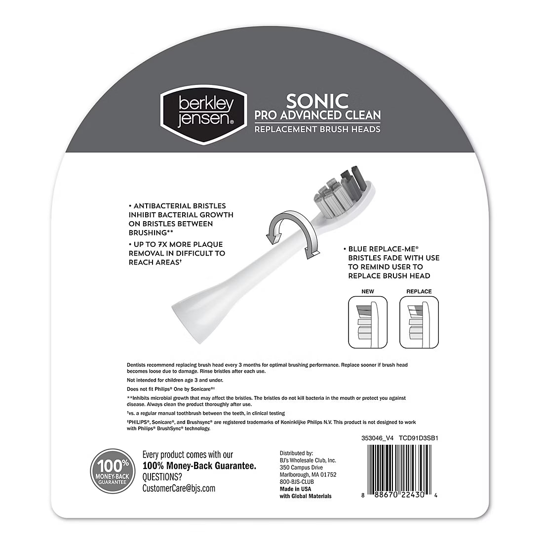 Berkley Jensen Sonic Pro Advanced Clean Replacement Toothbrush Set, 6 ct.