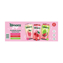 Bloom Prebiotic Soda Variety Pack, Shirley Temple, Strawberry Cream, Watermelon Lime, 15 pk./12 fl. oz.